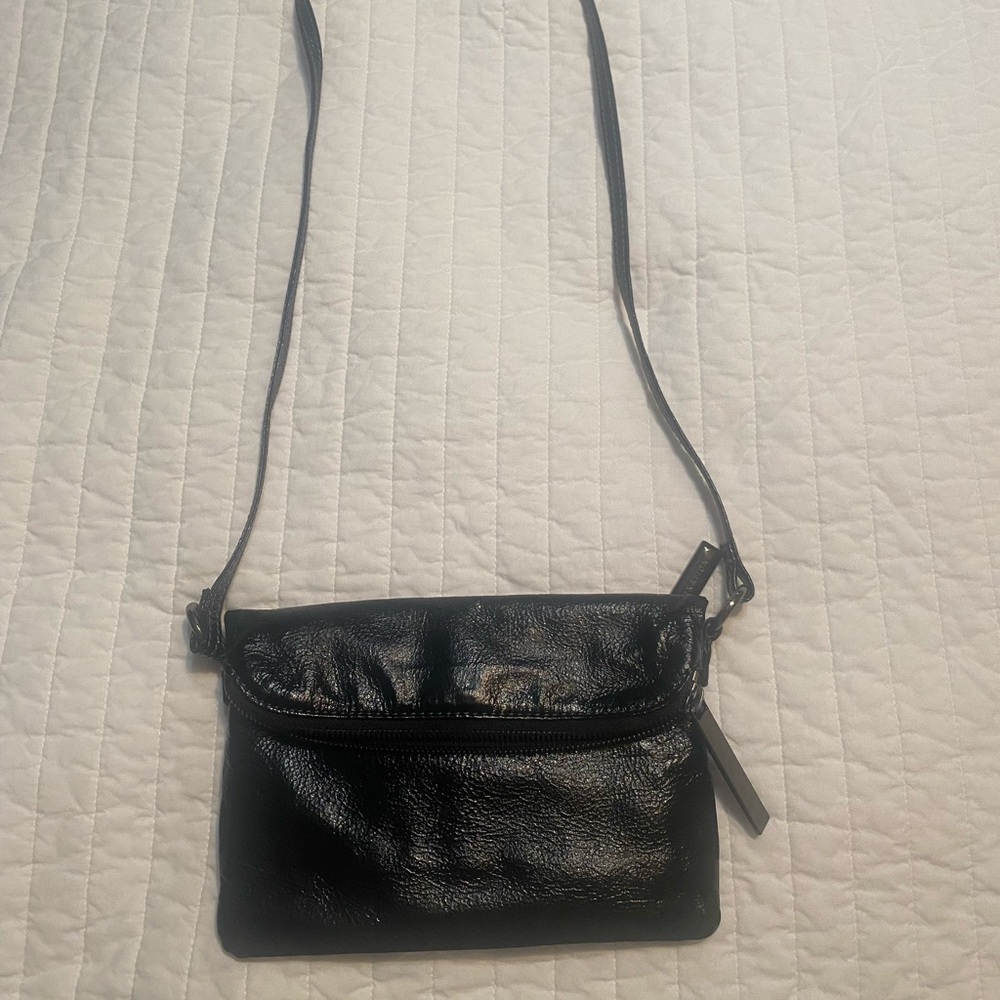 Black patent leather Hobo crossbody